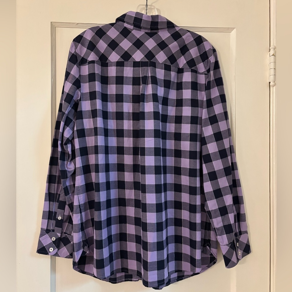 Talbots Purple Plaid Metallic Thread Button Down … - image 5